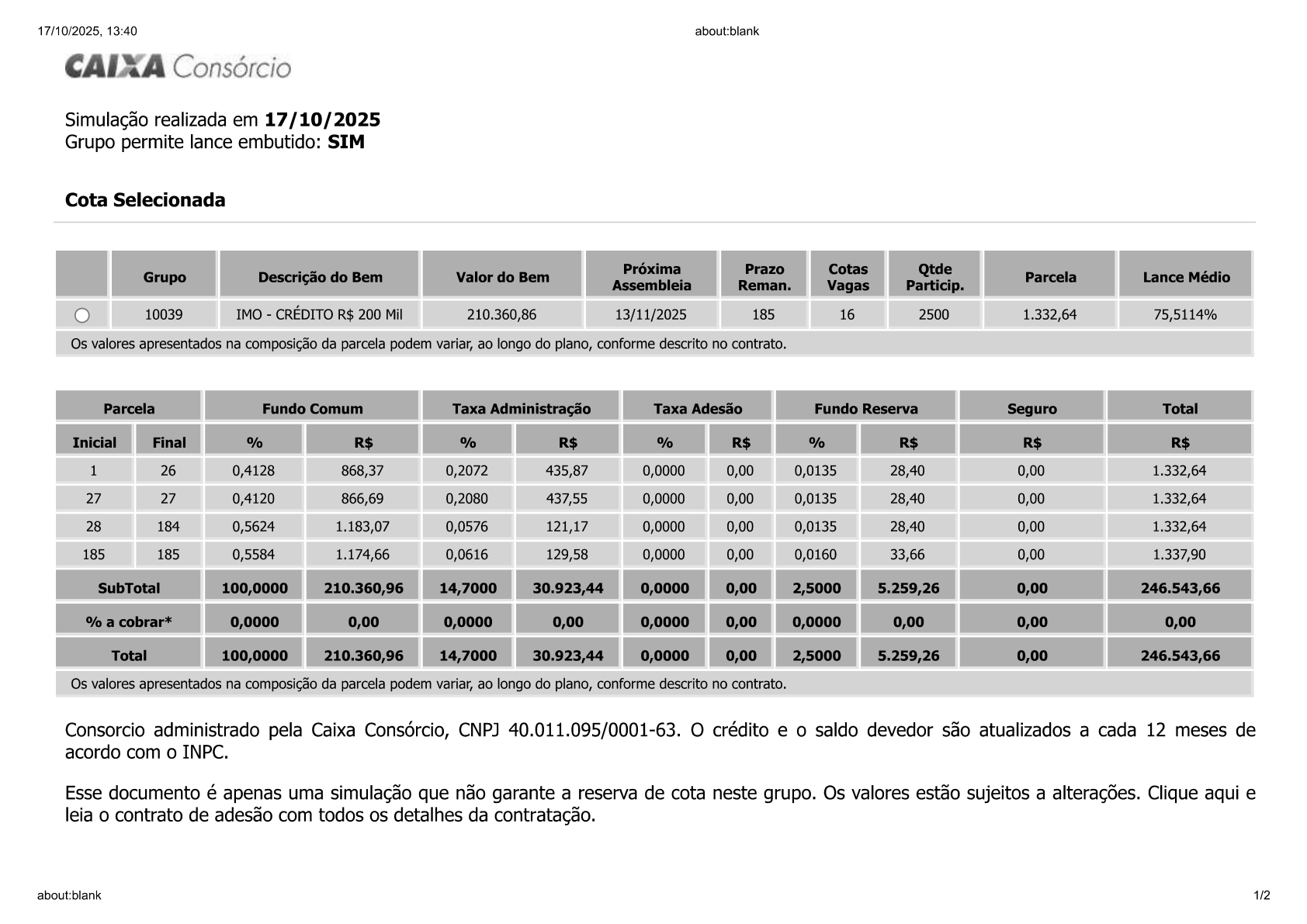 Simulação consórcio 200 mil (página 1)
